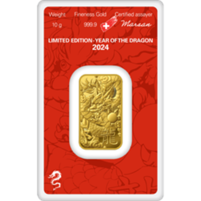 2024 10 GRAM GOLD BAR ARGOR-HERAEUS LUNAR YEAR OF THE DRAGON