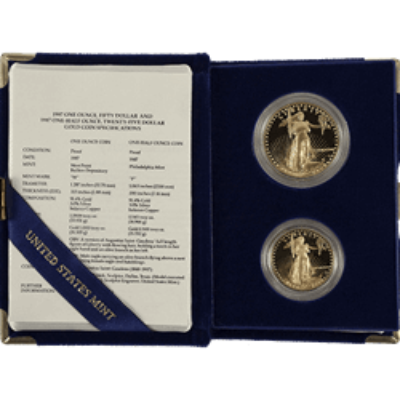 2 PIECE AMERICAN GOLD EAGLE SET PROOF