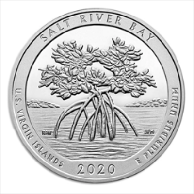 2020 5 OZ SILVER ATB SALT RIVER BAY NATIONAL HISTORICAL PARK PROOF COIN (WITH BOX AND COA)