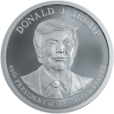 2 OZ SILVER ROUND DONALD J TRUMP