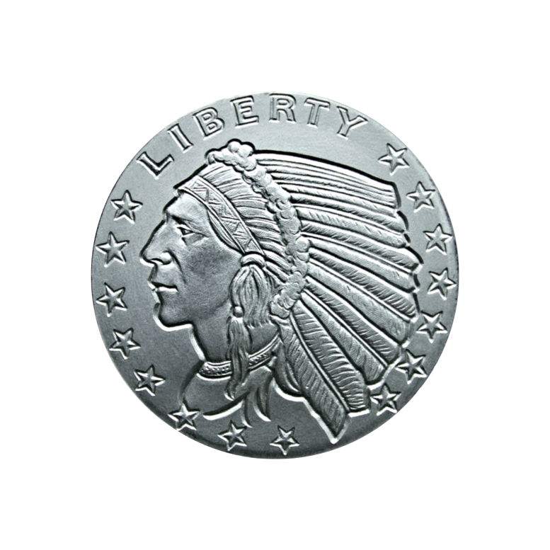 1/4 OZ SILVER ROUND INCUSE INDIAN DESIGN GOLDEN STATE MINT - Image 6