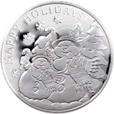 1 OZ SILVER CHRISTMAS ROUND SNOWMAN