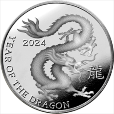 1 OZ SILVER ROUND YEAR OF THE DRAGON HIGHLAND MINT