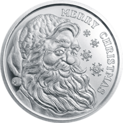 1 OZ SILVER ROUND CHRISTMAS SANTA GOLDEN STATE MINT