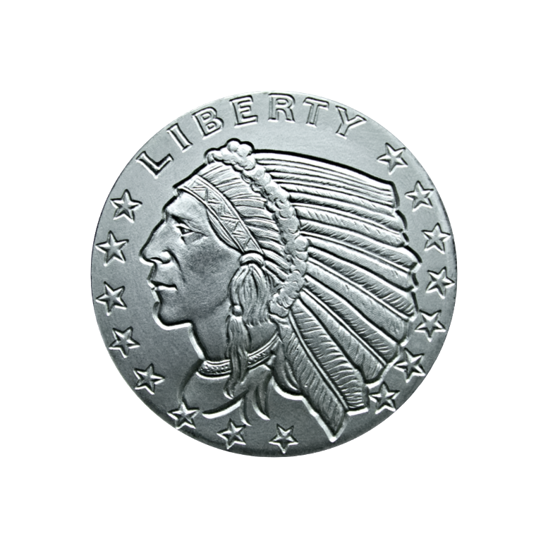 1/2 OZ SILVER ROUND INCUSE INDIAN DESIGN GOLDEN STATE MINT - Image 6